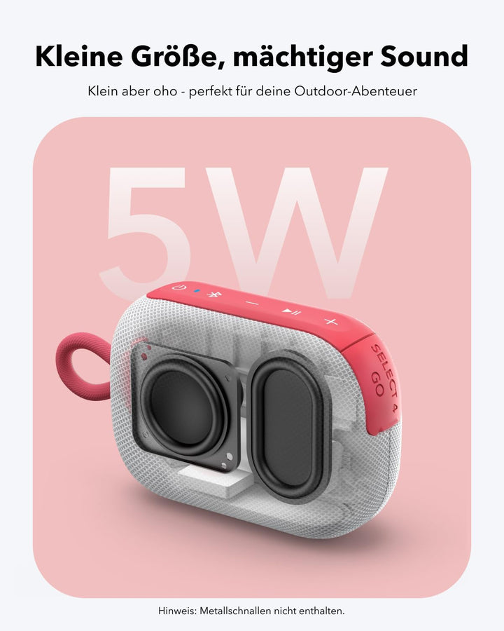 soundcore Select 4 Go Bluetooth Lautsprecher, ultraportabel, bis zu 20h Wiedergabe, IP67 Wasser- und