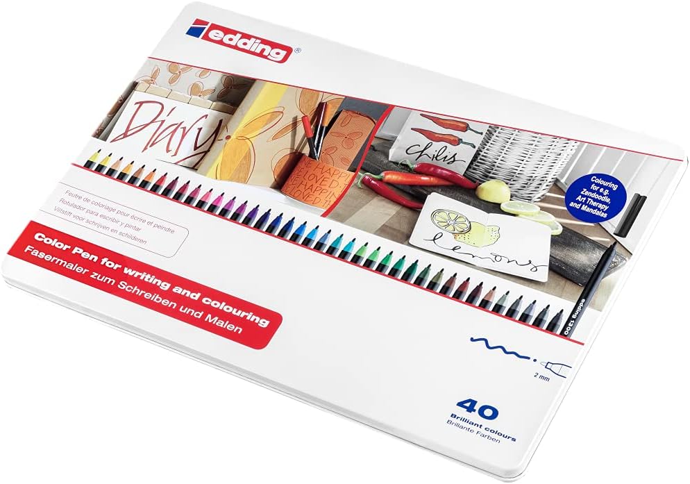 edding 1300 Fasermaler medium - mehrfarbig - 40 Stifte - Rundspitze 2 mm - Filzstift zum Zeichnen un