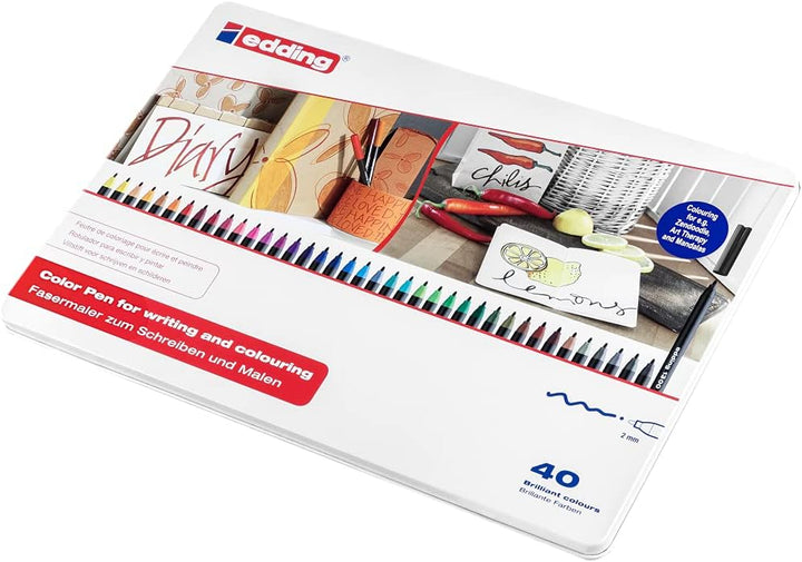 edding 1300 Fasermaler medium - mehrfarbig - 40 Stifte - Rundspitze 2 mm - Filzstift zum Zeichnen un