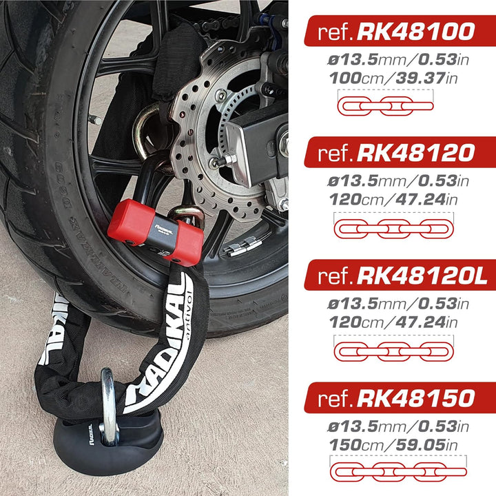 RADIKAL RK48120L Motorradschloss Diebstahlsicherung Vorhängeschloss Motorrad Mini U Hoch Sicherheits