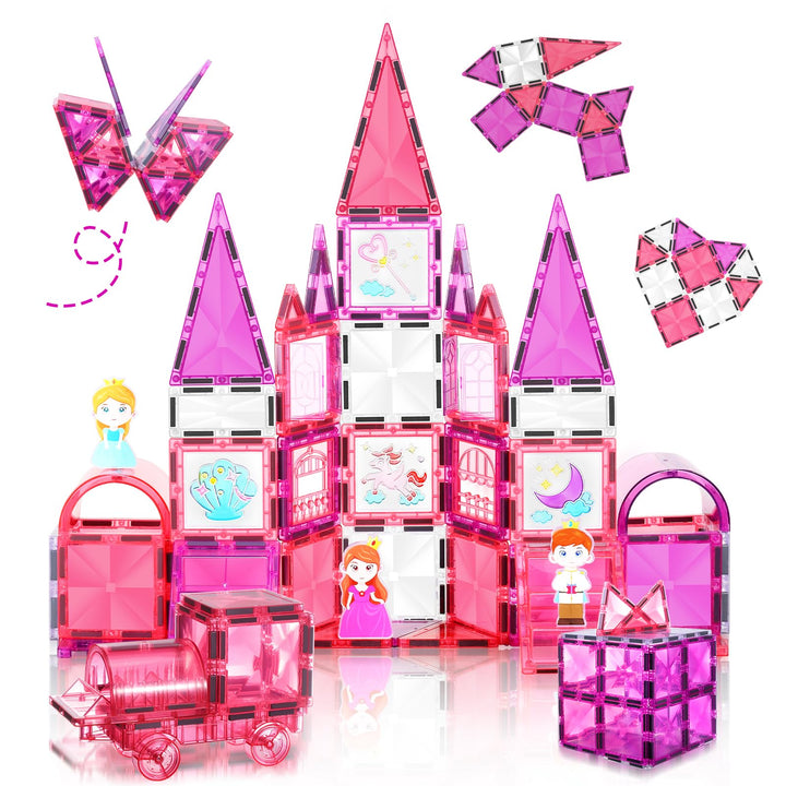 Magnetische Bausteine 101PCS mit Autos, Prinzessin Magnetische Bauklötze, STEM Konstruktionsspielzeu