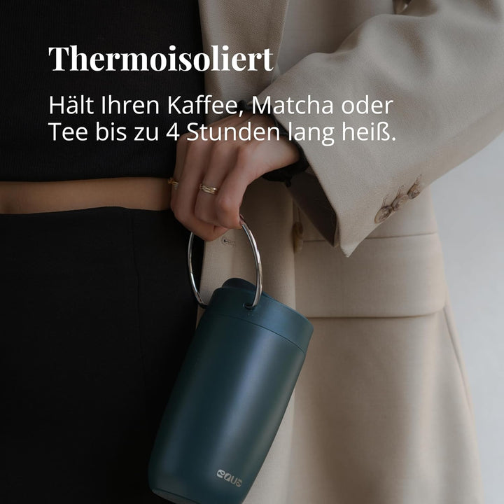 EQUA Thermobecher 300ml, Edelstahl, doppelisoliert, bis zu 4h heiss,100% dicht, butter, Butter