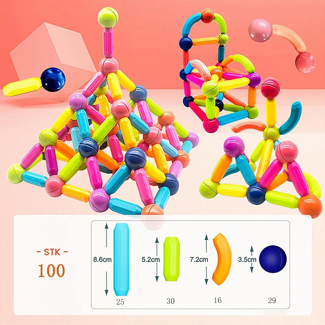 SVYHUOK Magnetische Bausteine 100 Stück Magnete Kinder, Magnetic Bauklötze Baukasten Kinderspielzeug