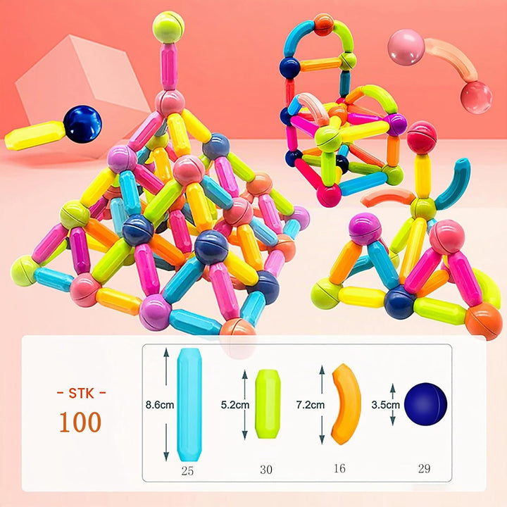 SVYHUOK Magnetische Bausteine 100 Stück Magnete Kinder, Magnetic Bauklötze Baukasten Kinderspielzeug
