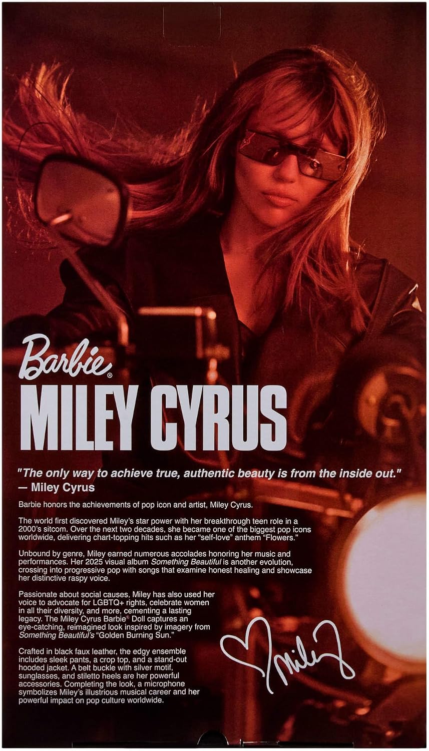 Barbie Signature-Puppe, bewegliche Miley Cyrus-Sammelfigur im Kunstleder-Outfit mit Kapuze und High