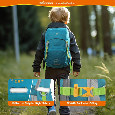 SKYSPER KIDS 15+ Kinderrucksack komfortabler Wanderrucksack Kinder für Jungen & Mädchen Cyan, Cyan