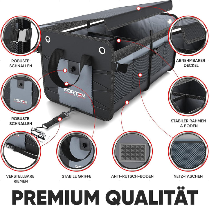 FORTEM Kofferraum Organizer, Kofferraumtasche, Zusammenklappbarer Auto Organizer Kofferraum mit Fäch