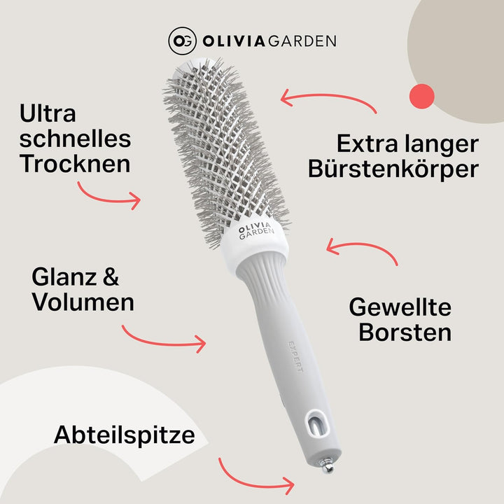 Olivia Garden - Expert Blowout Speed White and Grey Hairbrush- 35 weiss&grau 35, weiss&grau 35