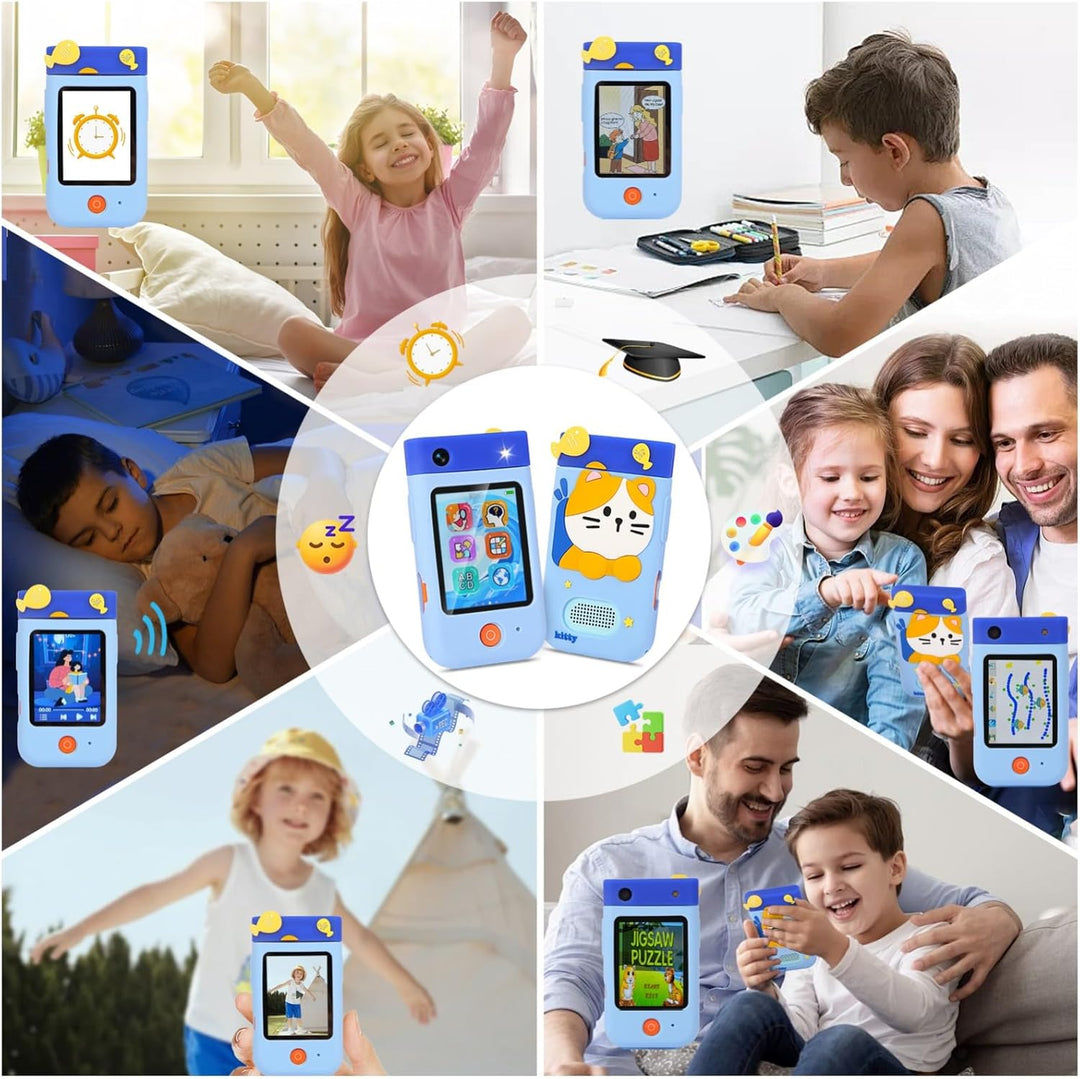 Kinderkamera Spielzeug mit 180° Drehobjektiv, Kinder Handy Smartphone mit 2.8 inch Touchscreen & Sil