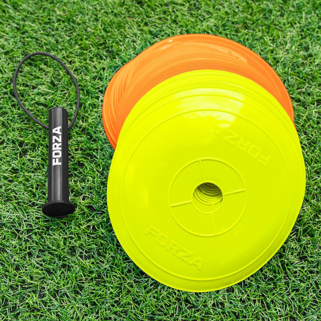 FORZA Fast Flache Trainingsmarkierungshütchen [10 Farben] | 50er-Packung mit 22cm Breiten, extrem la