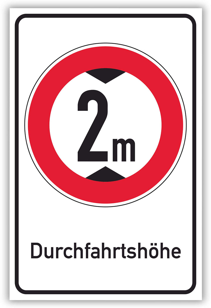 SCHILDER HIMMEL anpassbares Durchfahrtshöhe Schild 29x21cm Alu-Verbund mit Schrauben, 2 Meter Nr 695