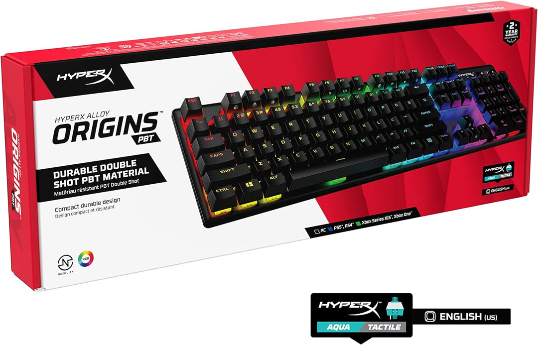 HYPERX Alloy Origins PBT-Mechanische Gaming Tastatur, PBT Keycaps, Tastenkappen, RGB, Mechanische Sw