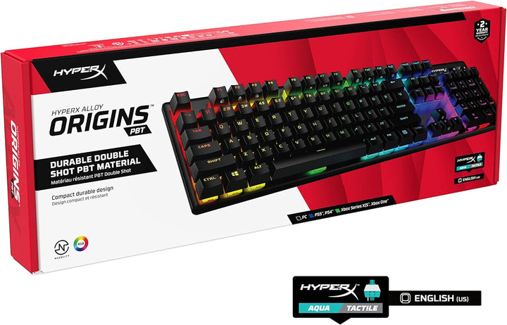HYPERX Alloy Origins PBT-Mechanische Gaming Tastatur, PBT Keycaps, Tastenkappen, RGB, Mechanische Sw