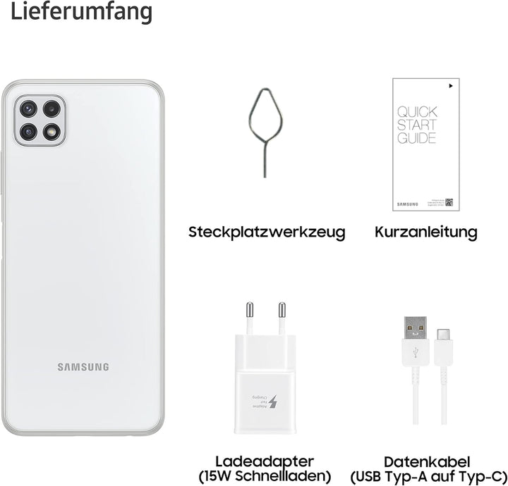 Samsung Galaxy A22 5G Smartphone 6.6 Zoll 128GB Android Handy Mobile White 128 GB A22 5G White, 128