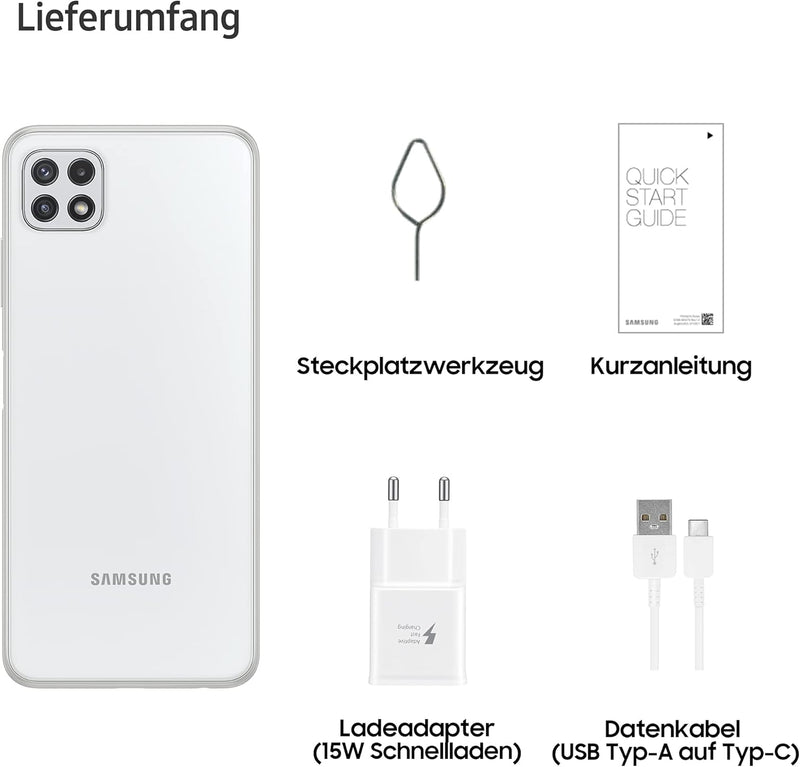 Samsung Galaxy A22 5G Smartphone 6.6 Zoll 128GB Android Handy Mobile White 128 GB A22 5G White, 128