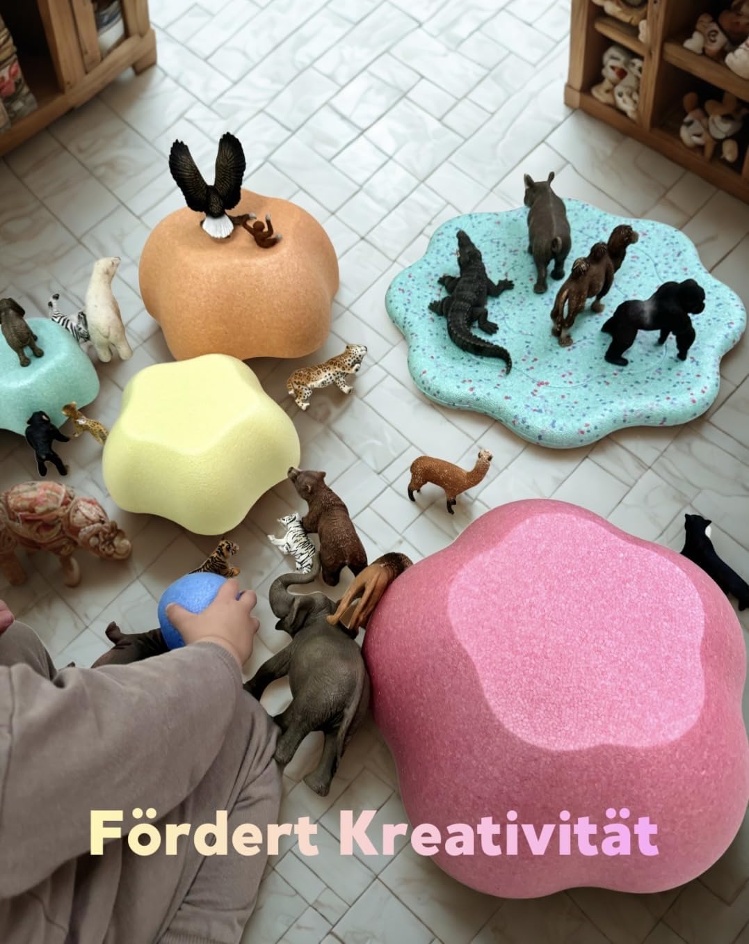 Generisch Balanciersteine mit Balancierbrett als Set für Kinder I Spiel- & Stapelsteine I Motorikspi
