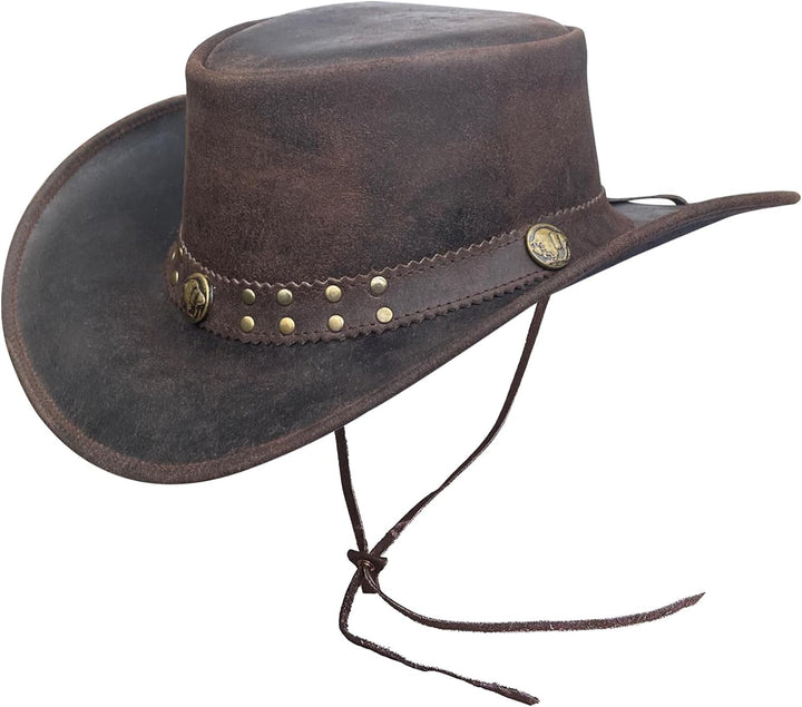 BRANDSLOCK Cowboyhut aus Leder für Herren, handgefertigt, formbar, breite Krempe, langlebig, Cowgirl