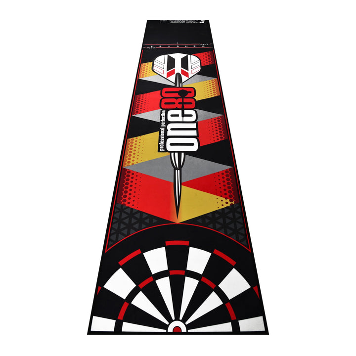 ONE80 Dart Poly Dart Mat Dartteppich incl. Oche Tape rutschfeste gummierte Unterseite 310x70 cm Dart