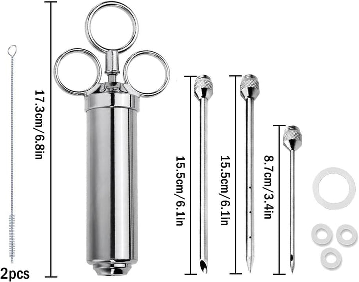Edelstahl Fleischspritze,Bratenspritze Set,Marinadenspritze 60 ml Gewürzspritze,Spritze für Fleisch-