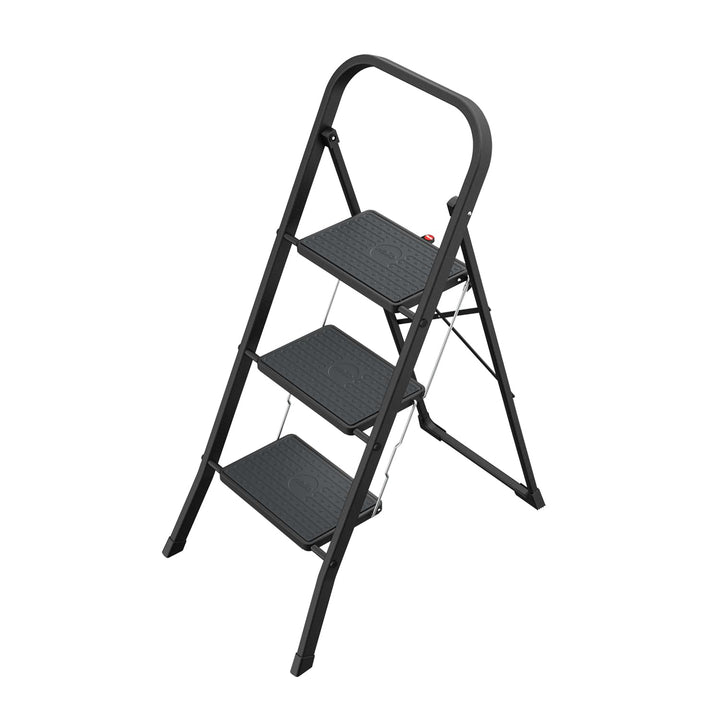 Hailo K44 StandardLine Klapptritt - 3-stufige Trittleiter aus Stahl mit grossen Stufen und Anti-Ruts