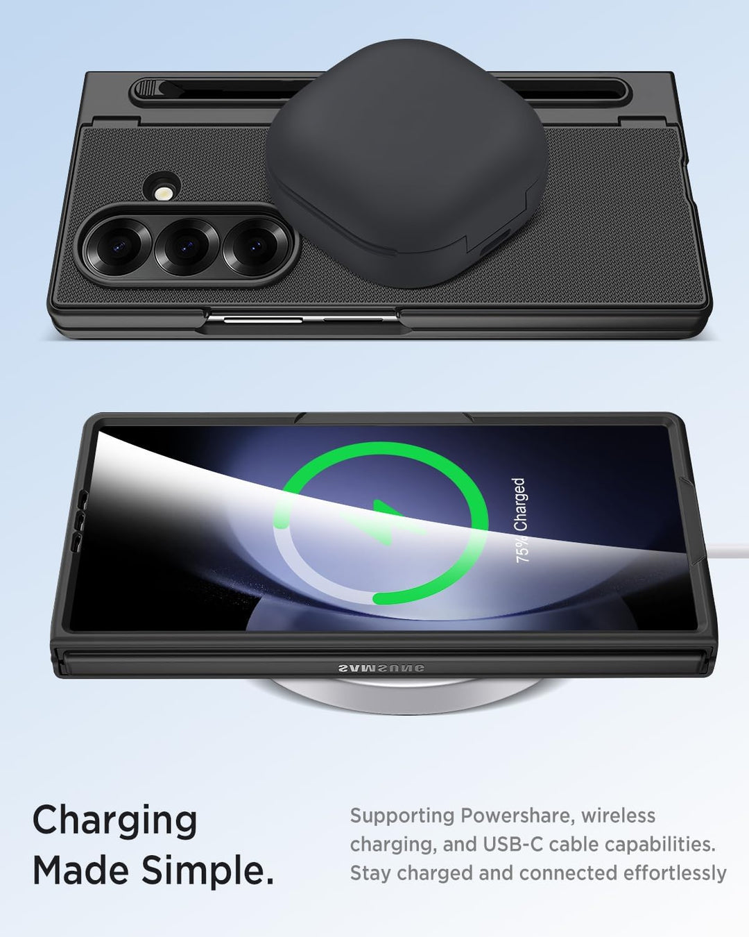 Miimall Kompatibel mit Samsung Galaxy Z Fold 5 Hülle mit S-Pen & Stifthalter, [HD Displayschutz] Ult