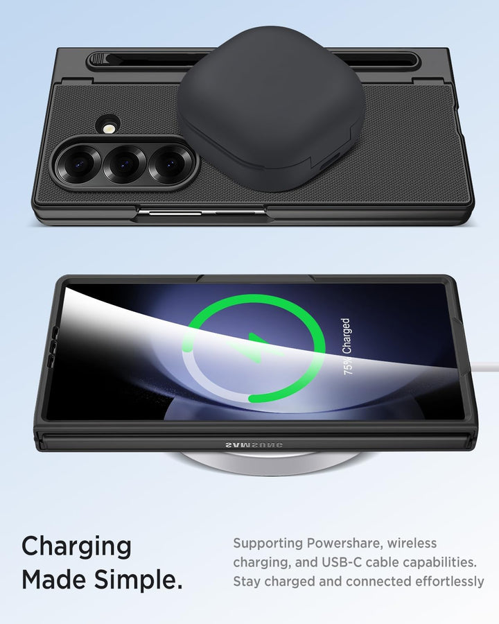 Miimall Kompatibel mit Samsung Galaxy Z Fold 5 Hülle mit S-Pen & Stifthalter, [HD Displayschutz] Ult