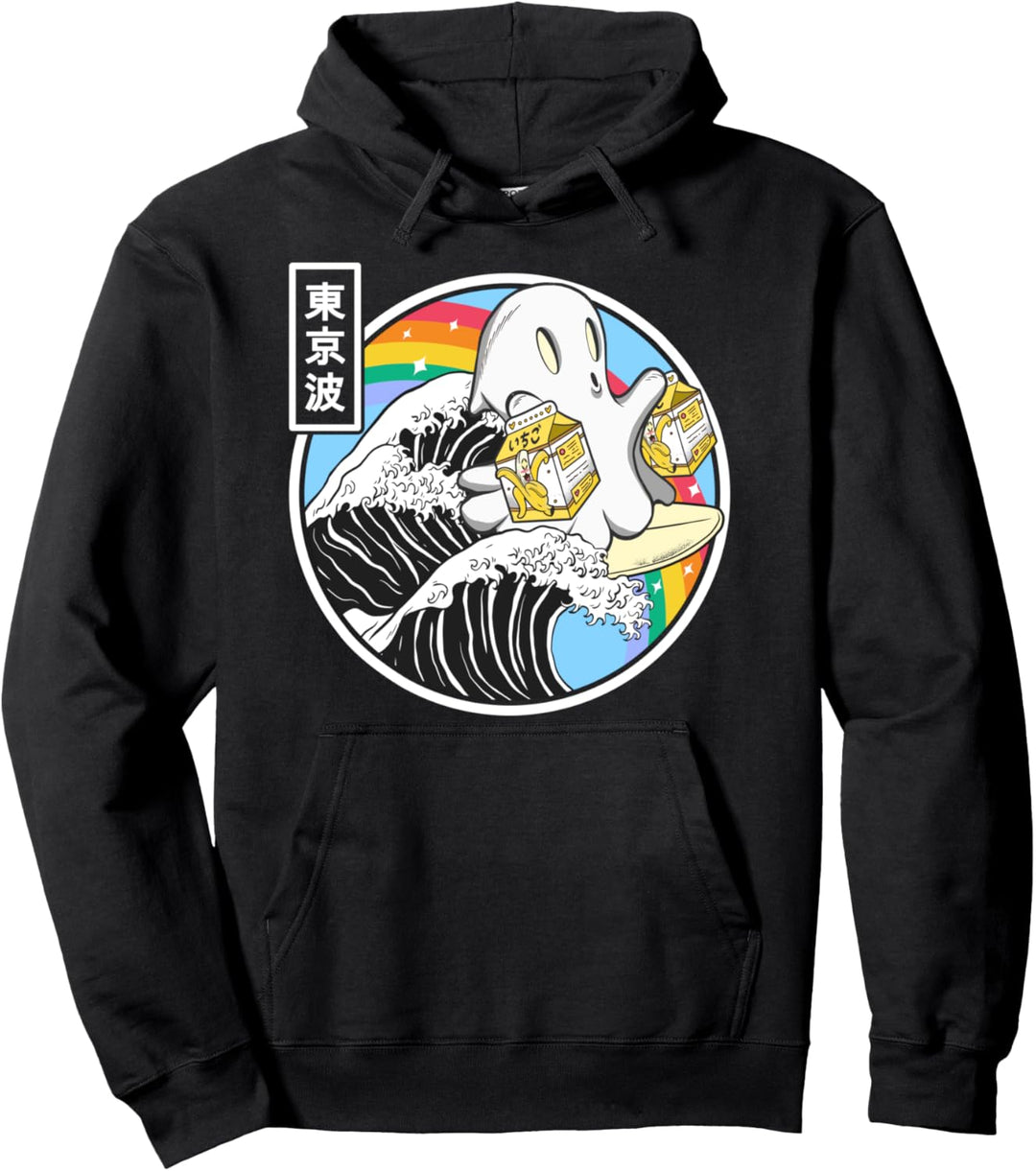 Surfen Ghost Bananenmilchkartons Anime Vaporwave Kawaii Pullover Hoodie