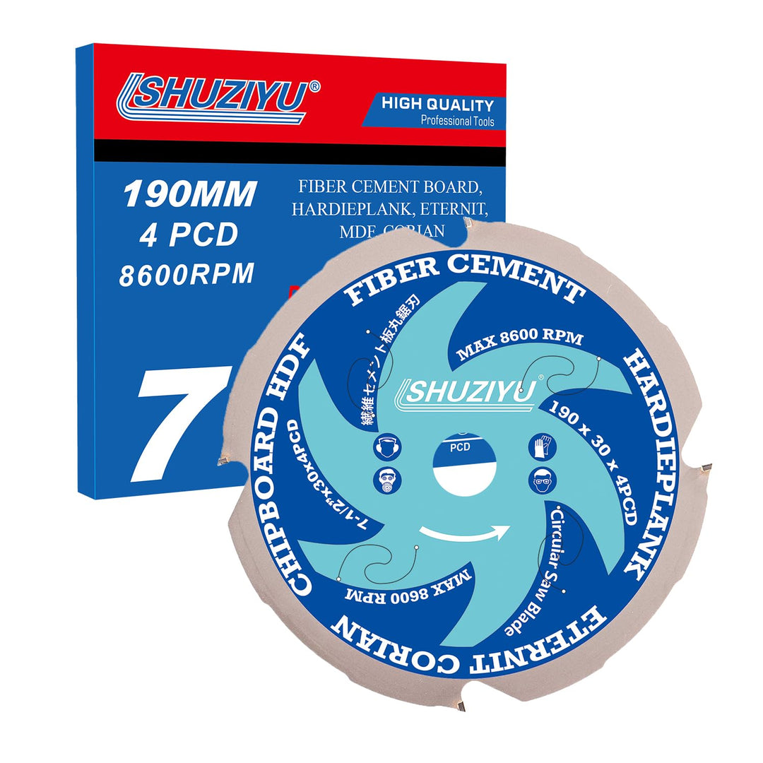 LSHUZIYU 190mm-4PCD-30mm, Polykristallin mit Diamantzähne 4 PCD, Kreissägeblatt Faserzement, Sägebla