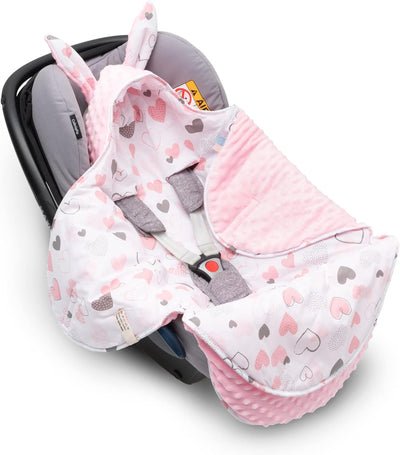 Mikos* Weich Warm Baby Einschlagdecke für Babyschale, Minky und Baumwolle mit Füllung Kinderwagen Bu