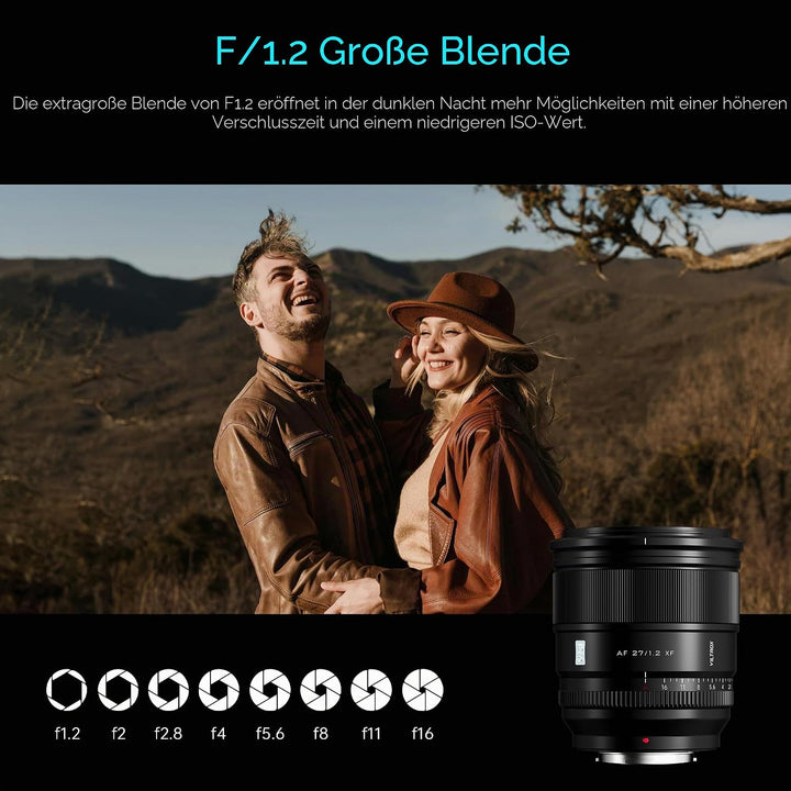 VILTROX 27mm F1.2 Pro Level XF Fuji Autofokus Objektiv f/1.2 Grosse Blende APS-C Objektiv Kompatibel