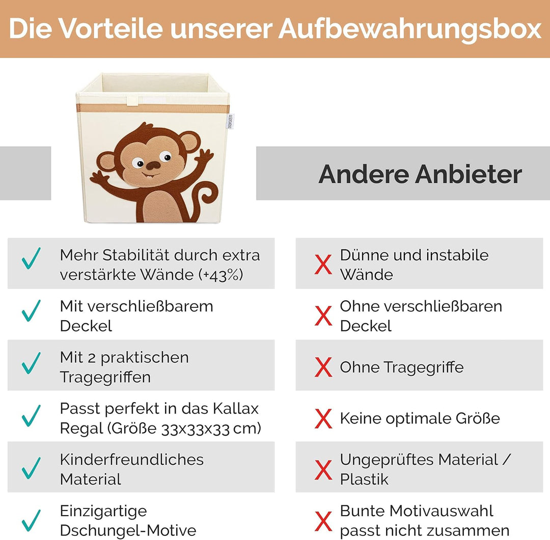 GLÜCKSWOLKE Kinder Aufbewahrungsboxen - 15 Motive I Spielzeugkiste mit Deckel für Kinderzimmer I Spi