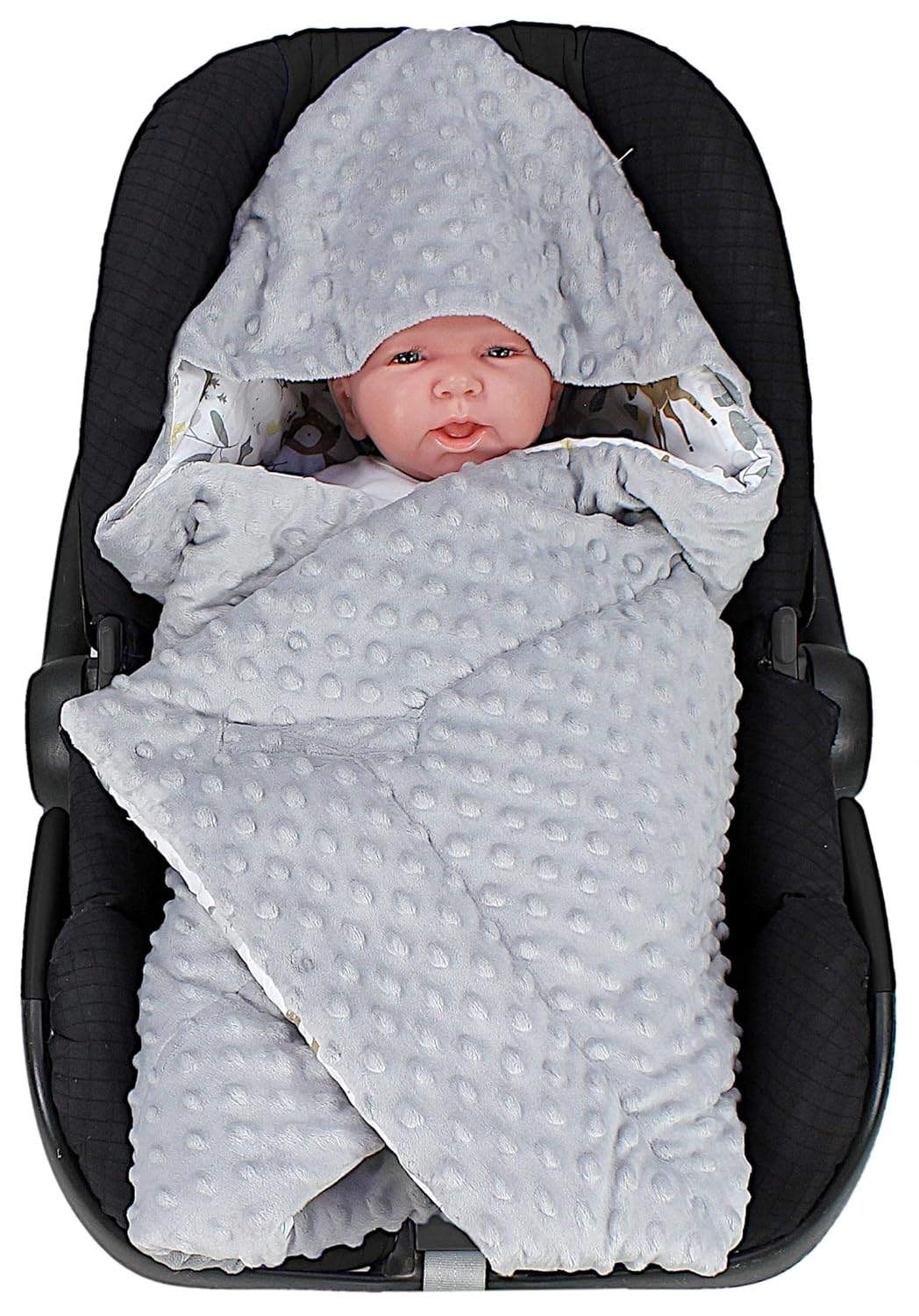 TupTam Baby Winter Einschlagdecke Babydecke 75x75cm für Autositz Babyschale Wattiert Minky Baumwolle