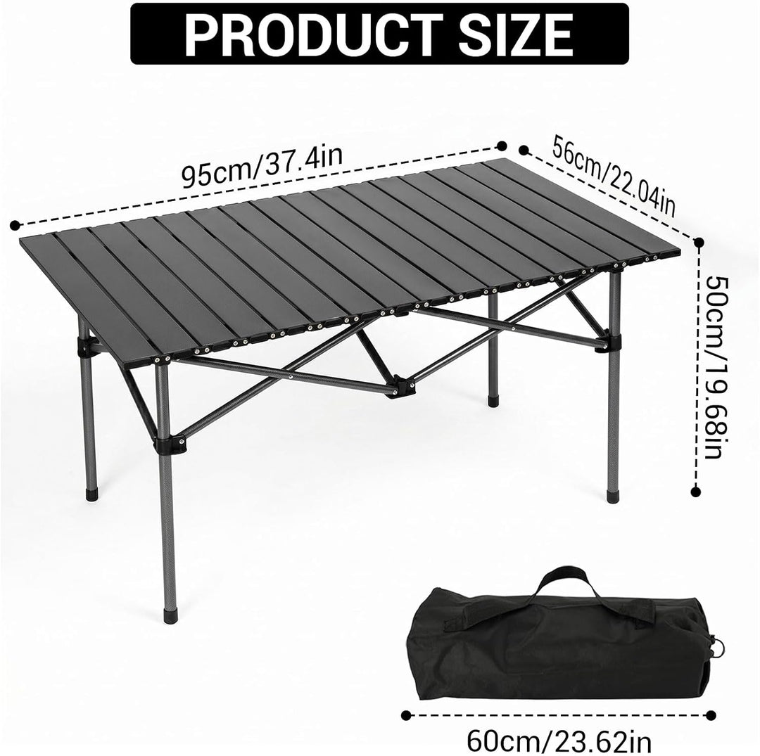 Campingtisch Faltbar 96x57cm, Klapptisch mit Aufrollbarer Tischplatte & Tragetasche, Klappbarer Mult