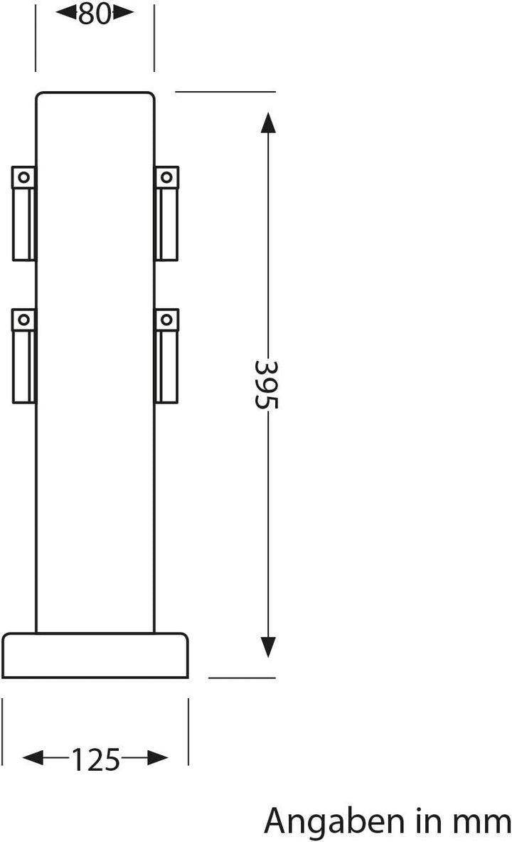 ledscom.de Garten Steckdosensäule POCK für aussen, IP44, 4-fach, anthrazit (Stein-Optik), eckig, 40