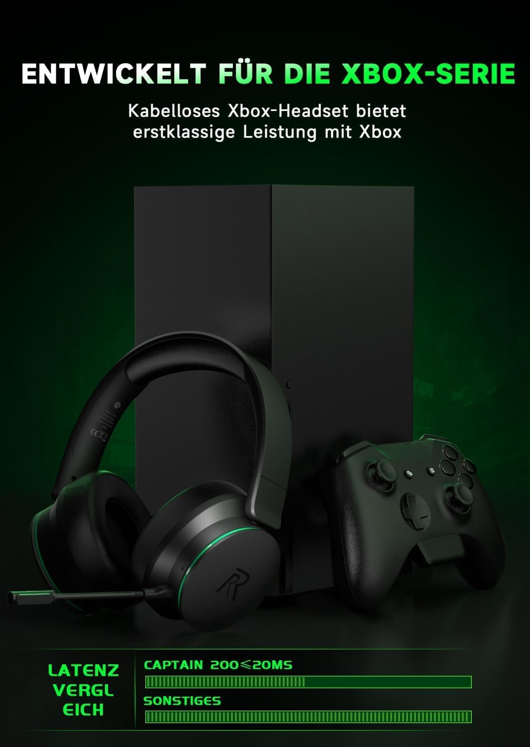 Wireless Gaming Headset für Xbox Series X|S, Xbox One, PS5, PS4, Noise Cancelling Bluetooth 5.3 Kabe