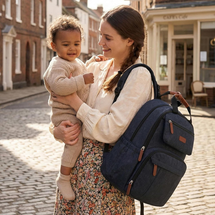 mommore Wickelrucksack, grosse, erweiterbare Wickeltasche für 2 Kinder/Zwillinge, strapazierfähige B