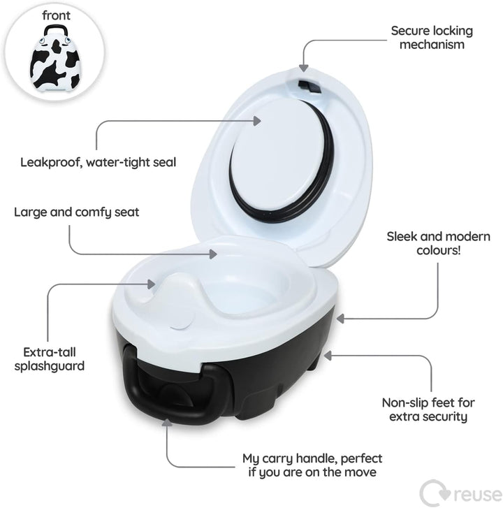My Carry Potty - Kuh Töpfchen, preisgekrönter tragbarer Toilettensitz für Kleinkinder, den Kinder üb