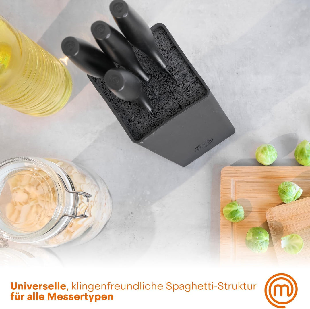 MasterChef Messerblock mit Messer Kuchenmesser Set mit Santokumesser, Brotmesser, Kochmesser, Gemüse