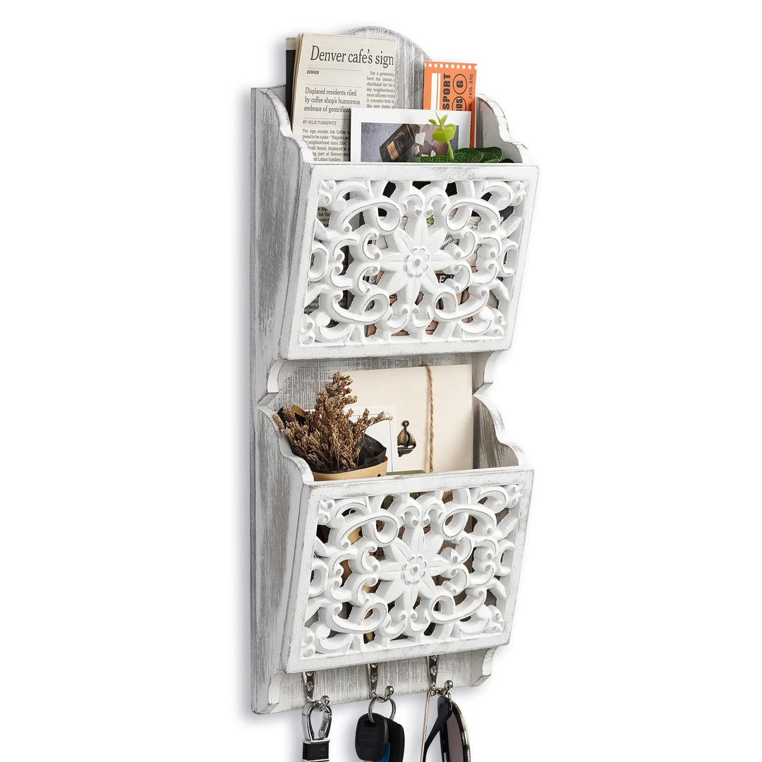 Rustikale Postsortierer und Schlüsselbrett, Zeitschriftenhalter Shabby Chic Briefständer Schlüsselha