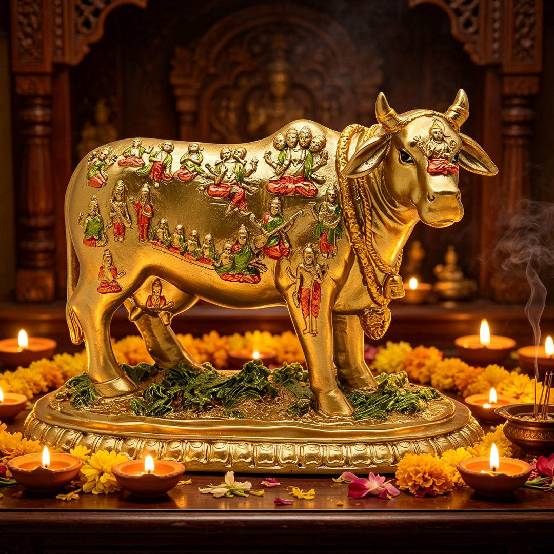 BangBangDa Hindu-Gott Nandi-Kuh-Statue – Hinduismus, Diwali, Geschenk, Dekoration, Skulptur – Indisc