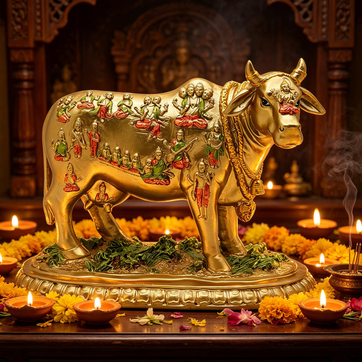 BangBangDa Hindu-Gott Nandi-Kuh-Statue – Hinduismus, Diwali, Geschenk, Dekoration, Skulptur – Indisc