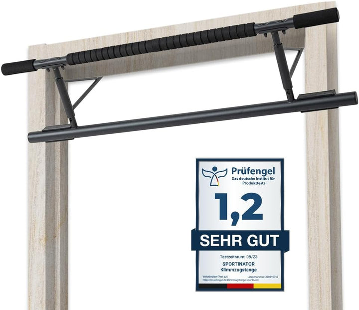 SPORTINATOR® Klimmzugstange für jeden Standard Türrahmen, Masse 100 x 27 x 34 cm, mit gepolsterten G