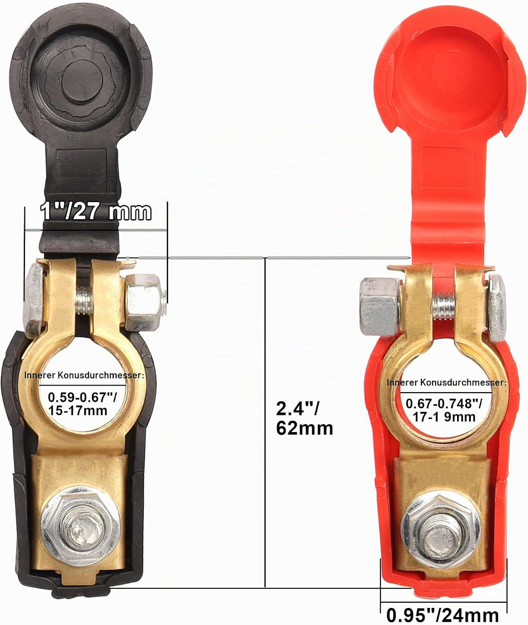 MEIRIYFA Auto Batterie Kabel Klemme Stecker, positive und negative Klemmen Reine Kupfer Adapter Stec