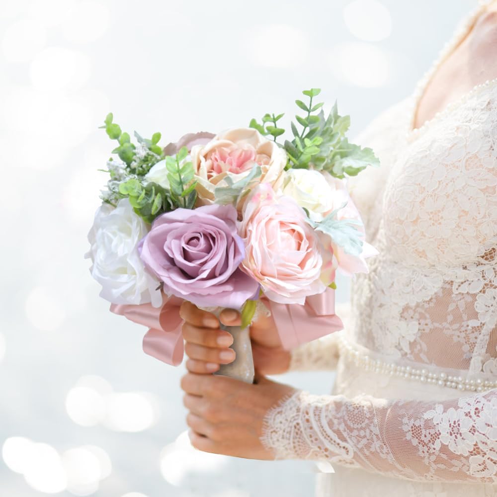 LESING Brautsträusse für Hochzeit, künstliche Rose, Pfingstrosen, handgefertigt, romantisch, Hochzei