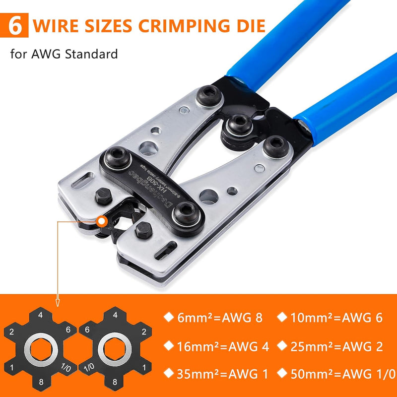 HX-50B Batteriekabelschuh Crimpzangen Handelektrikerzange zum Crimpen von Drahtkabeln von 6-50mm² (A