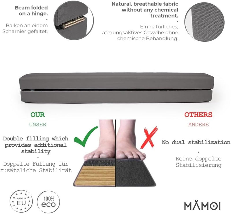 MAMOI® Schwebebalken für zuhause, Balancierbalken für Kinder, Balken Turnen klappbar, Turngeräte Ind