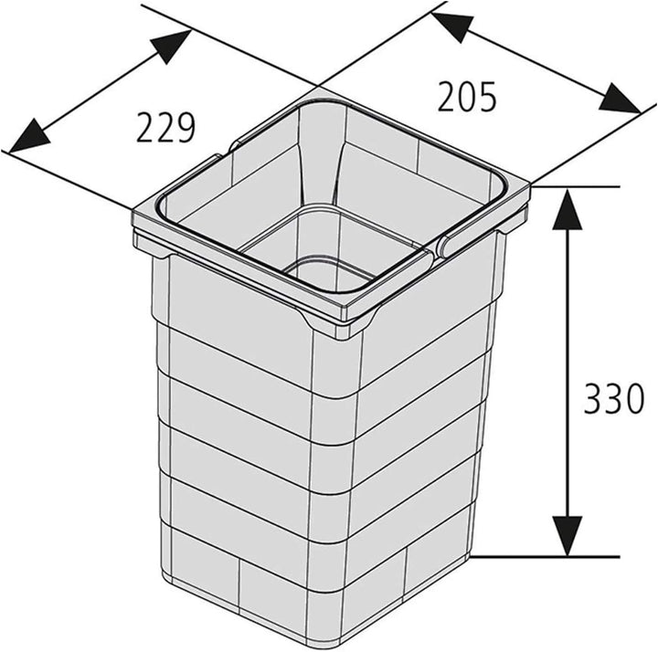 eins2vier Abfallsammler Höhe: 330 mm Volumen 11,5 Liter 205 x 229 mm dunkelgrau 5072 Mülleimer Abfal