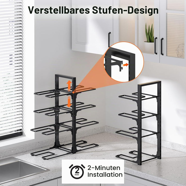 MUDEELA Topf- und Pfannen-Organizer unter dem Schrank, 53,3 cm Höhe, robuster, verstellbarer Topf, P