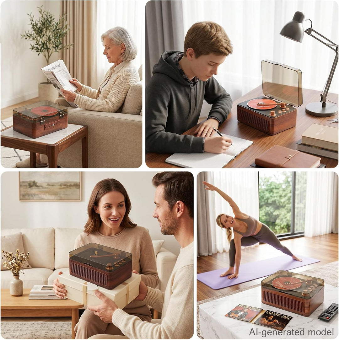 Gueray Tragbarer Bluetooth CD-Player mit Lautsprechern 3600mAh Wiederaufladbarer Vintage CD Spieler