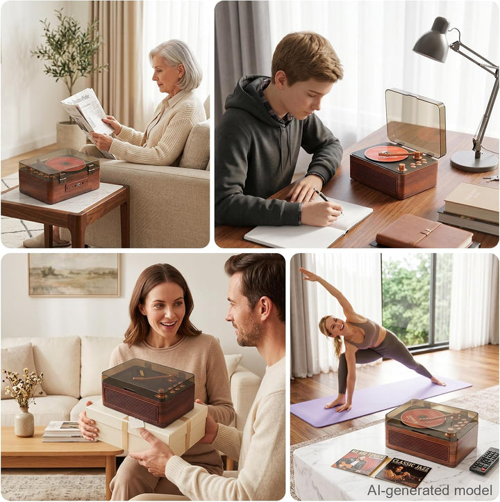 Gueray Tragbarer Bluetooth CD-Player mit Lautsprechern 3600mAh Wiederaufladbarer Vintage CD Spieler